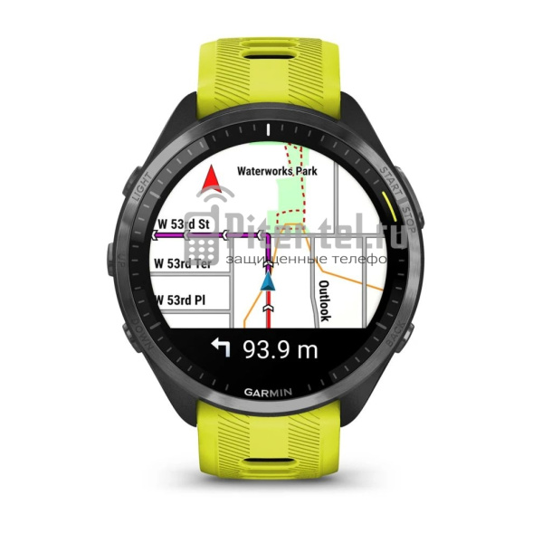 Умные часы Garmin Forerunner 965 черные, темно-серый DLC титановый безель, с желто-черным ремешком