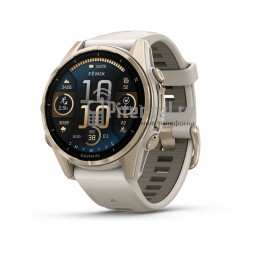 Умные часы Garmin Fenix 8 43mm Amoled Sapphire Soft Gold DLC Титановый с дымчато-серым ремешком
